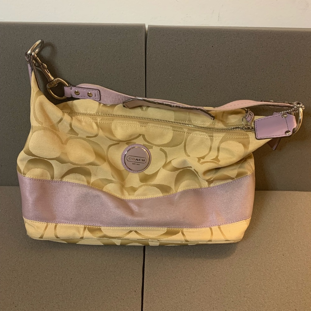 Coach Purse - Tan & Purple